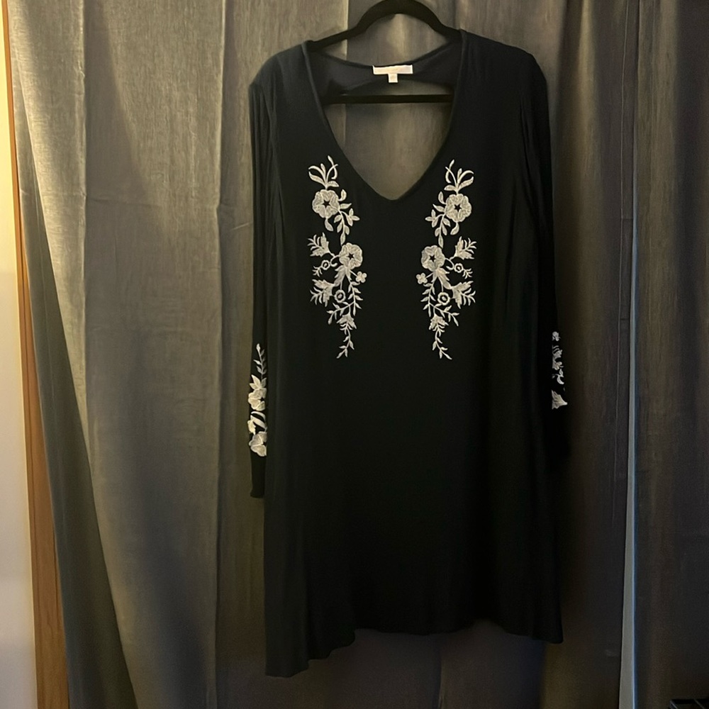 Navy Blue Embroidered Dress